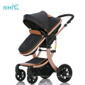 2019 new design luxury high view 4 wheels portable baby stroller with carrycot